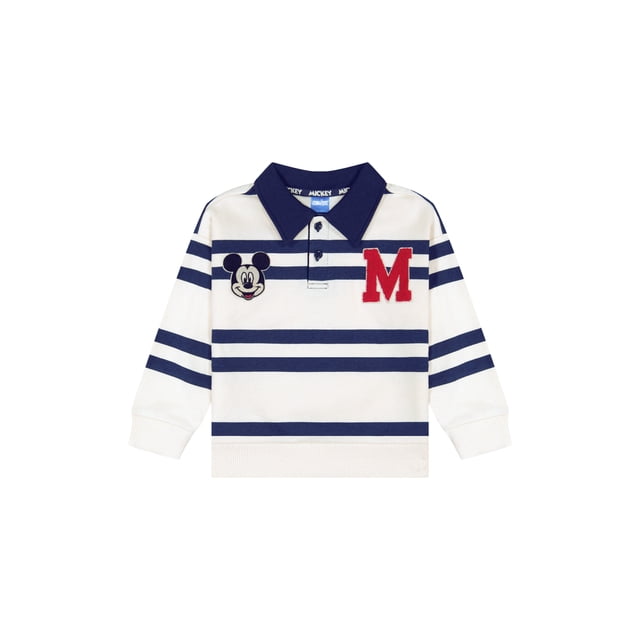 Mickey Mouse Toddler Boy Cream Long Sleeve Rugby Shirt, Sizes 12M-5T