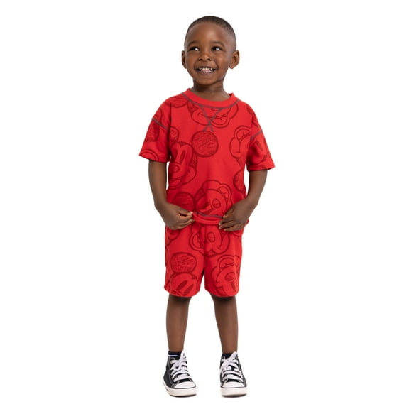 Mickey Mouse Toddler Boy All Over Print Top and Shorts Outfit Set, 2 Pieces, Sizes 12M-5T