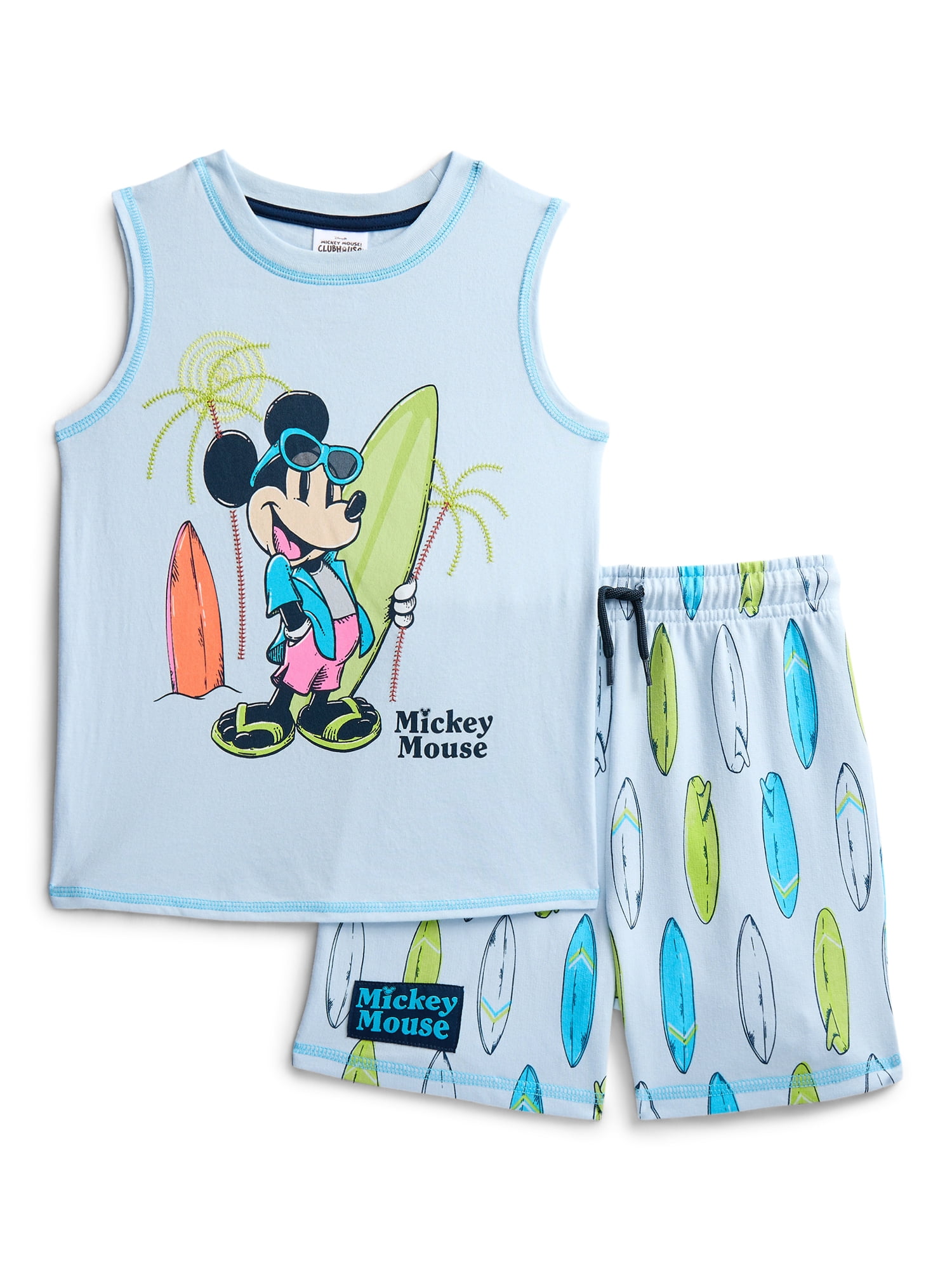 Mickey Mouse Toddler Boys Graphic Tank Top and Matching Allover Print Shorts Set, 2-Piece, Sizes 12M-5T