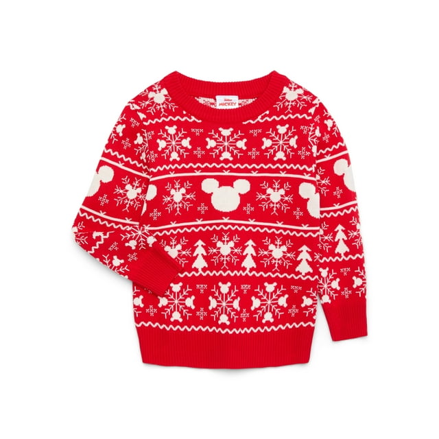 Mickey Mouse Toddler Boy Holiday Sweater with Long Sleeves, Sizes 12M-5T