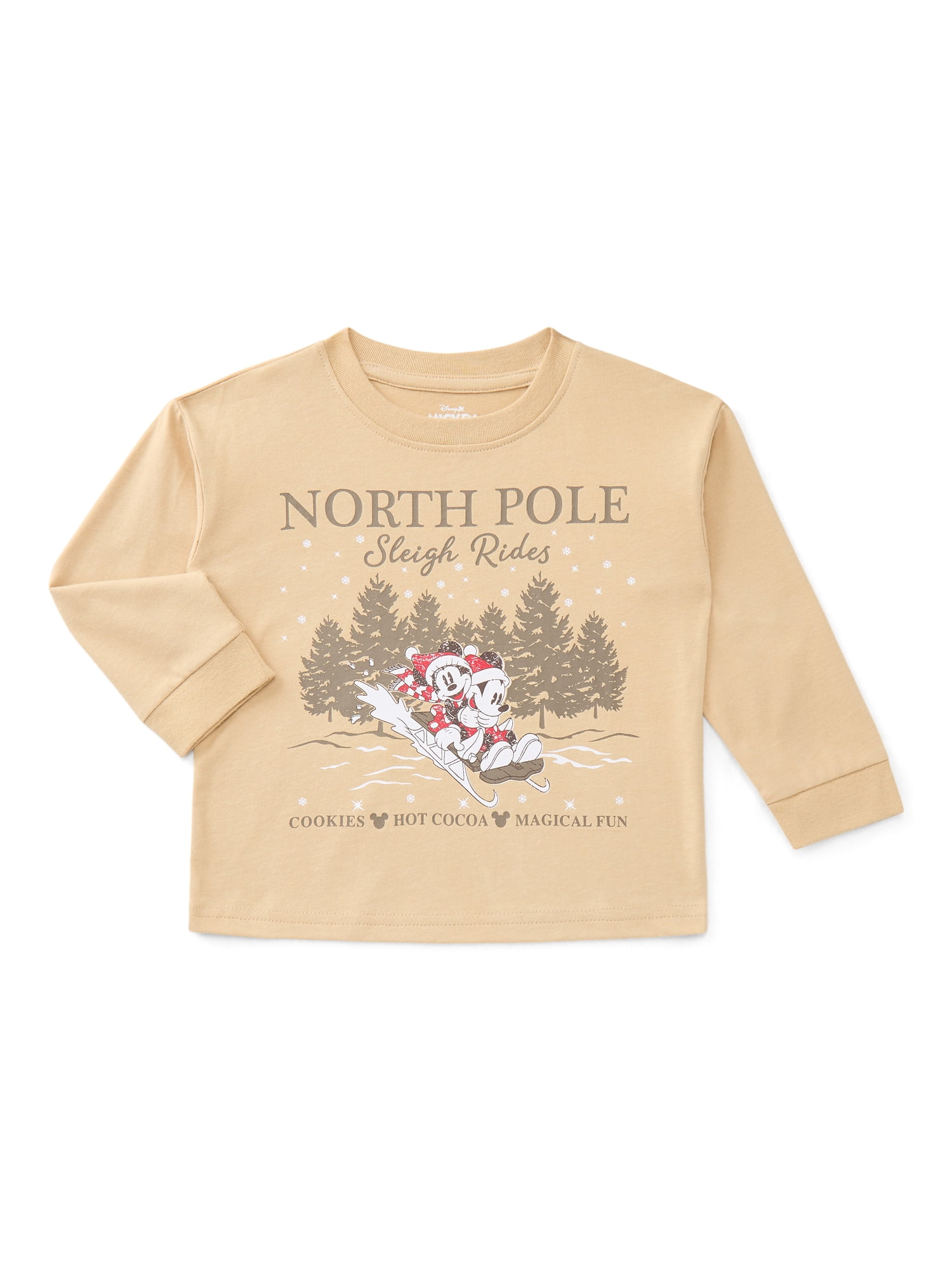 Mickey Mouse Toddler Boys Holiday Graphic Tee with Long Sleeves, Sizes 12M-5T