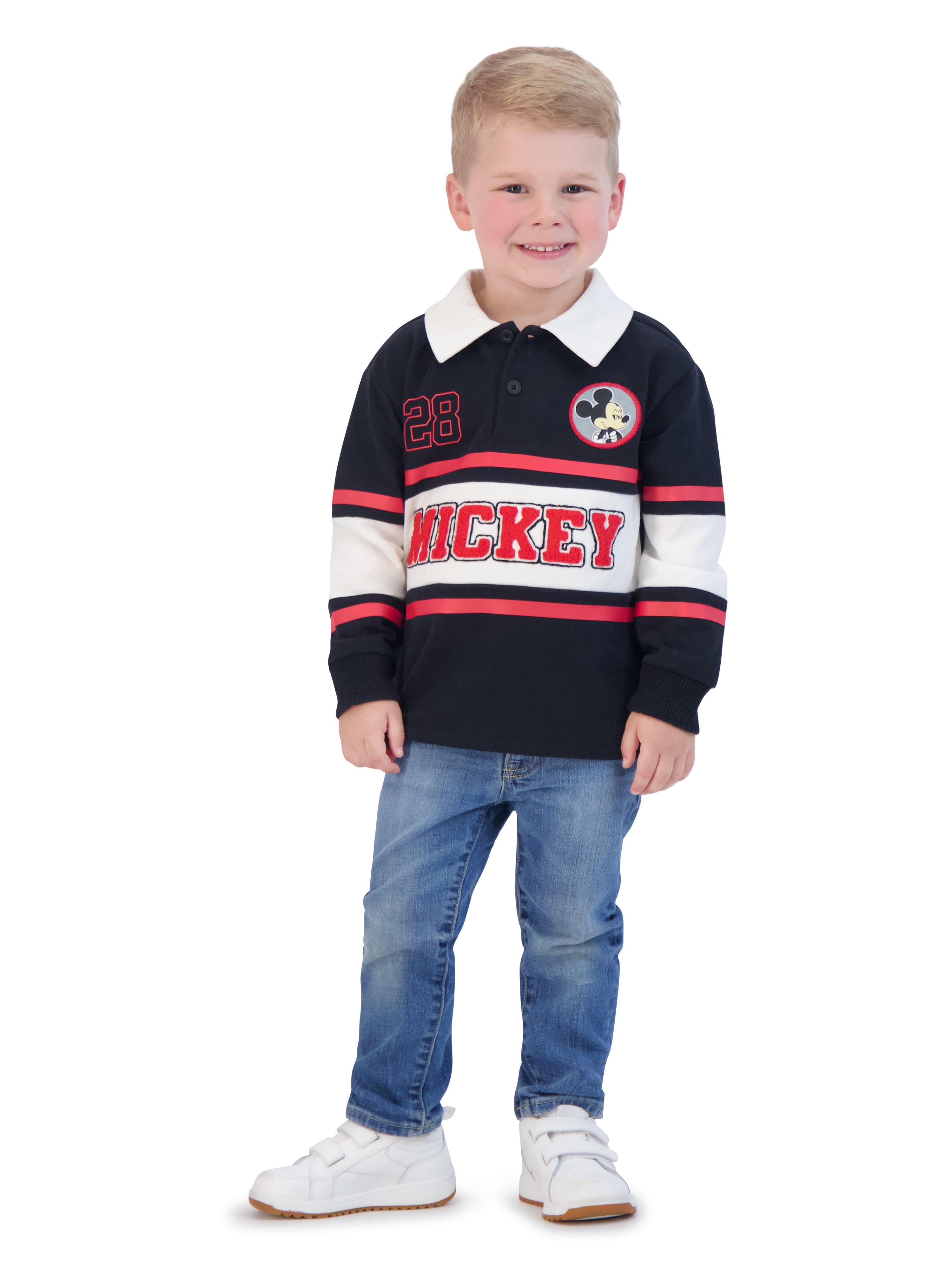 Mickey Mouse Toddler Boy Long Sleeve Polo Shirt, Sizes 12 Months - 5T