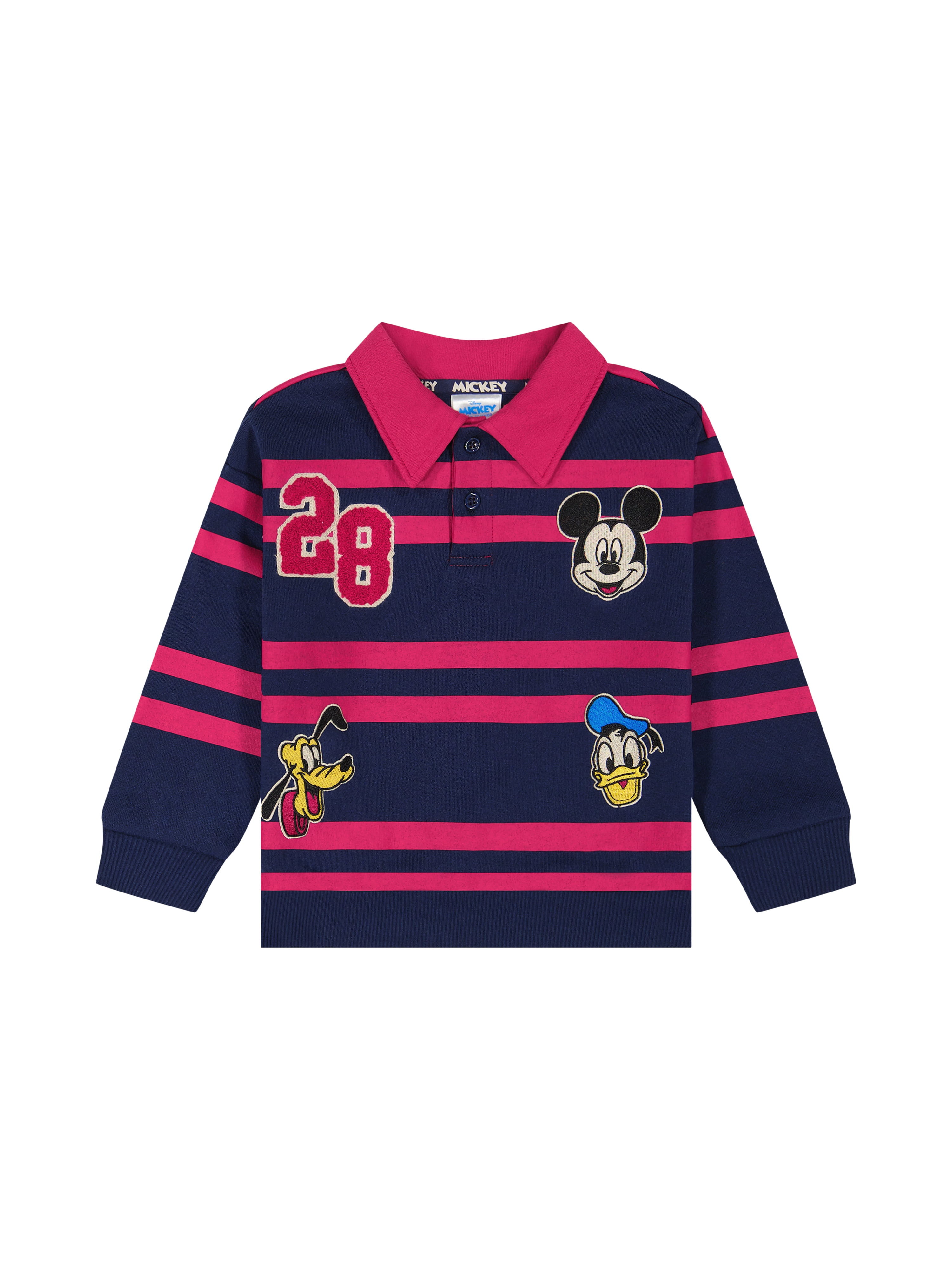 Mickey Mouse Toddler Boy Navy Long Sleeve Rugby Shirt, Sizes 12M-5T