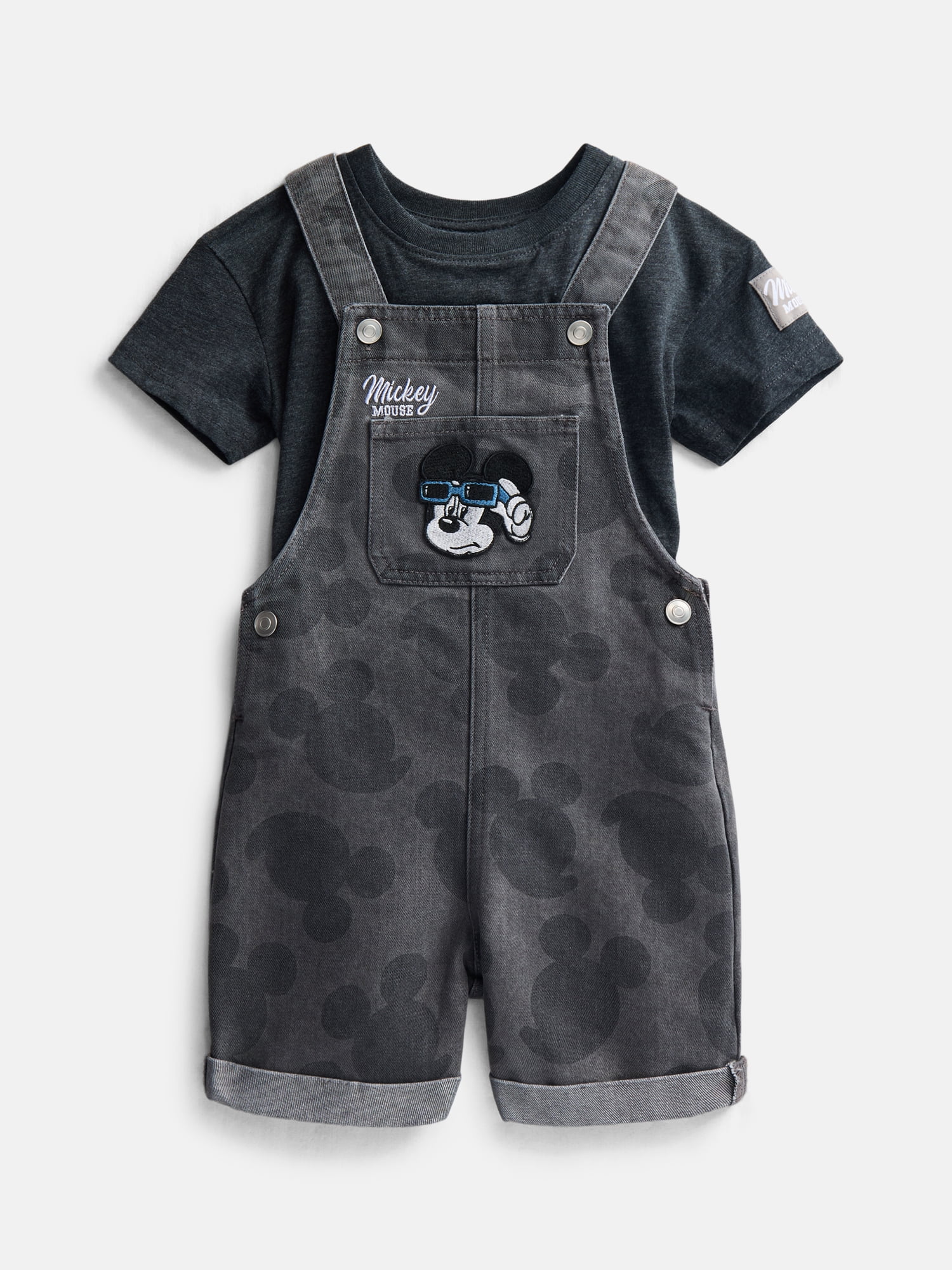 Mickey Mouse Toddler Boys T-Shirt and Cotton Shortalls Set, 2 Piece, Sizes 12M-5T