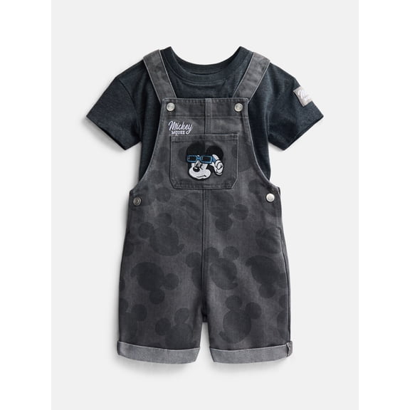 Mickey Mouse Toddler Boys T-Shirt and Cotton Shortalls Set, 2 Piece, Sizes 12M-5T