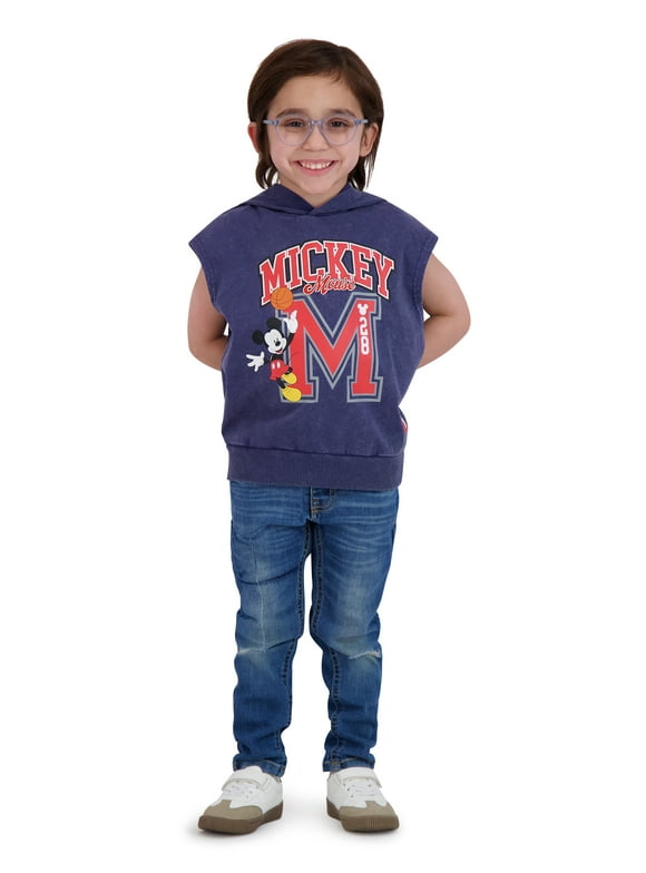 Mickey Mouse Toddler Boy Sleeveless Hoodie, Sizes 12M-5T
