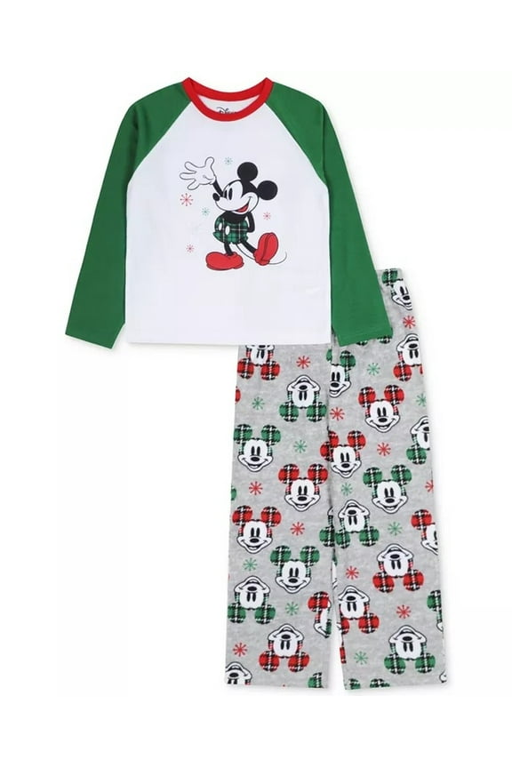 Mickey Mouse Toddler Boy's Holiday Christmas Jersey, Fleece Pajama Set, Size 3T