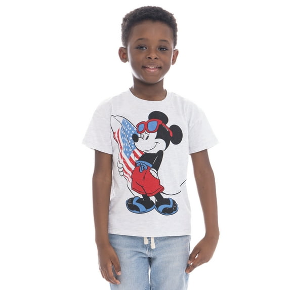 Mickey Mouse Toddler Boys Graphic Americana Crewneck Tee with Short Sleeves, Sizes 12M-5T