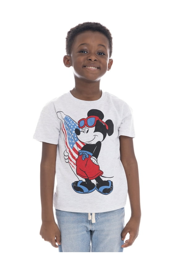 Mickey Mouse Toddler Boys Graphic Americana Crewneck Tee with Short Sleeves, Sizes 12M-5T