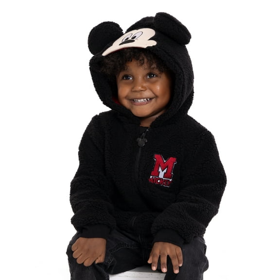 Mickey Mouse Toddler Boys Plush Fleece Full-Zip Cosplay Hoodie, Sizes 12M-5T