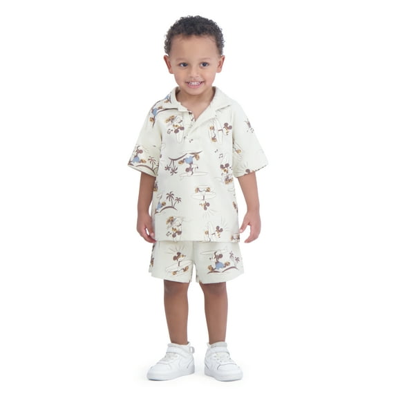 Mickey Mouse Toddler Boys Resort Short Sleeve Shirt and Shorts Set, 2-Piece, Sizes 12M-5T
