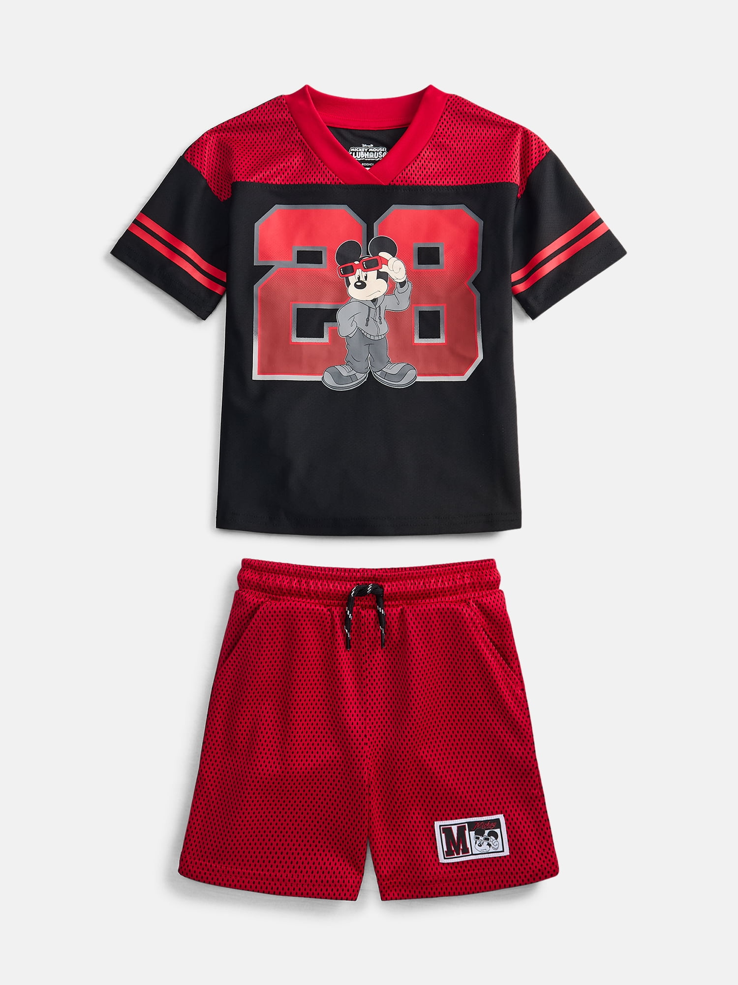 Mickey Mouse Toddler Boys' Front Back Graphic Tee and Shorts Set, 2-Piece, Sizes 12M-5T