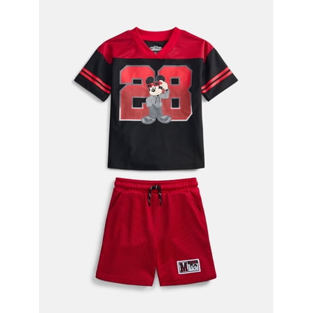 Mickey Mouse Toddler Boys' Front Back Graphic Tee and Shorts Set, 2-Piece, Sizes 12M-5T