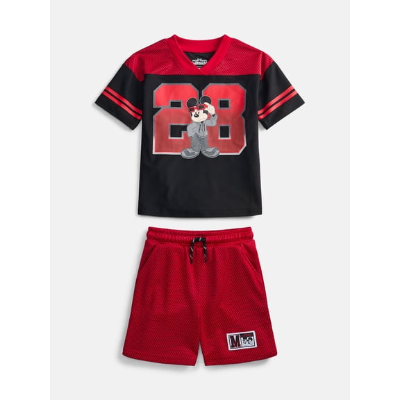 Mickey Mouse Toddler Boys' Front Back Graphic Tee and Shorts Set, 2-Piece, Sizes 12M-5T