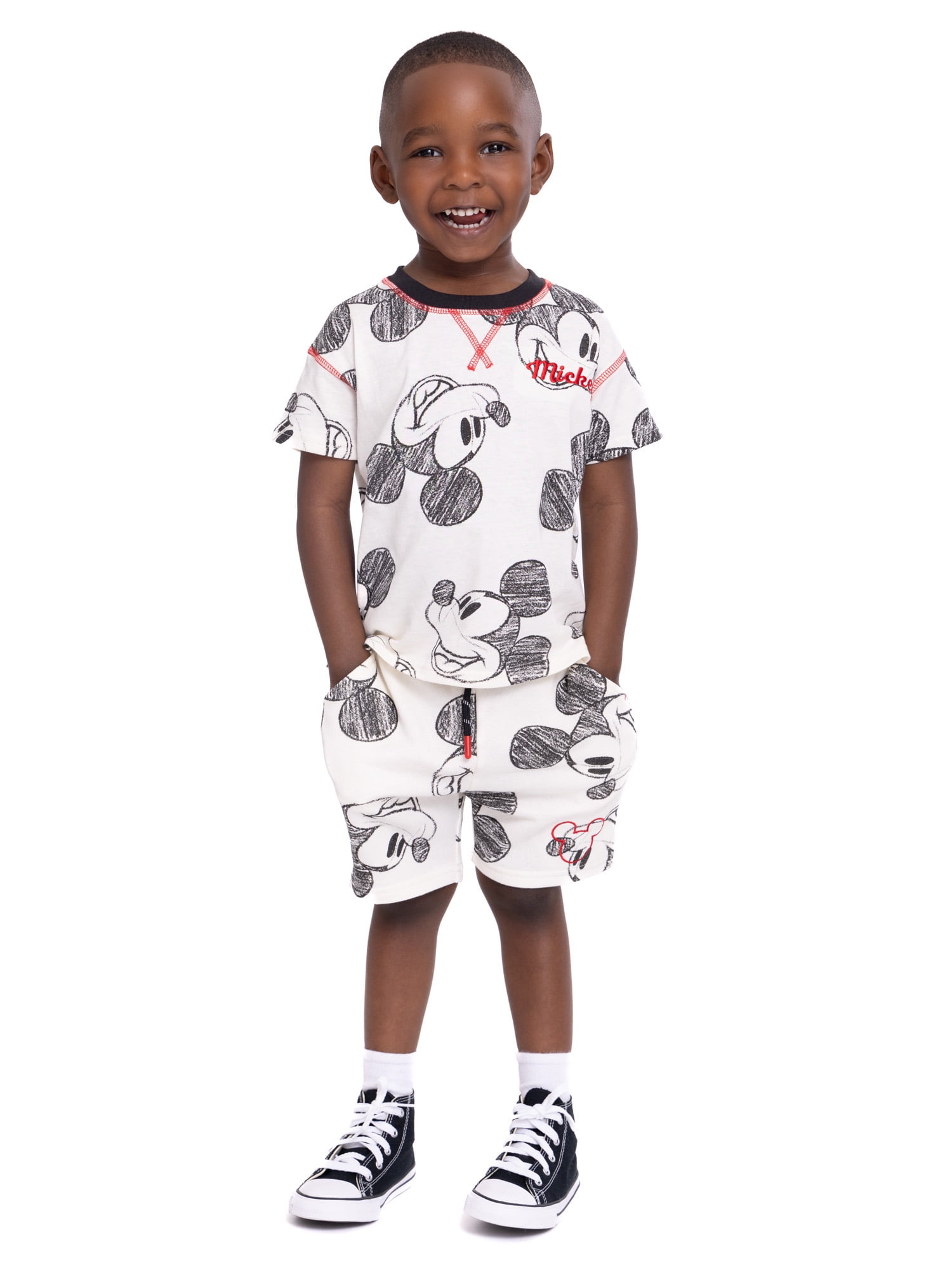 Mickey Mouse Toddler Boys Short Sleeve T-Shirt and Shorts Set, 2-Piece,  Sizes 12M-5T 