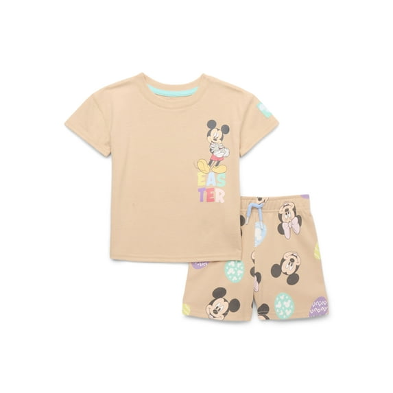 Mickey Mouse Toddler Easter Graphic Print Tee and Shorts Set, 2-Piece, Sizes 12 Months-5T