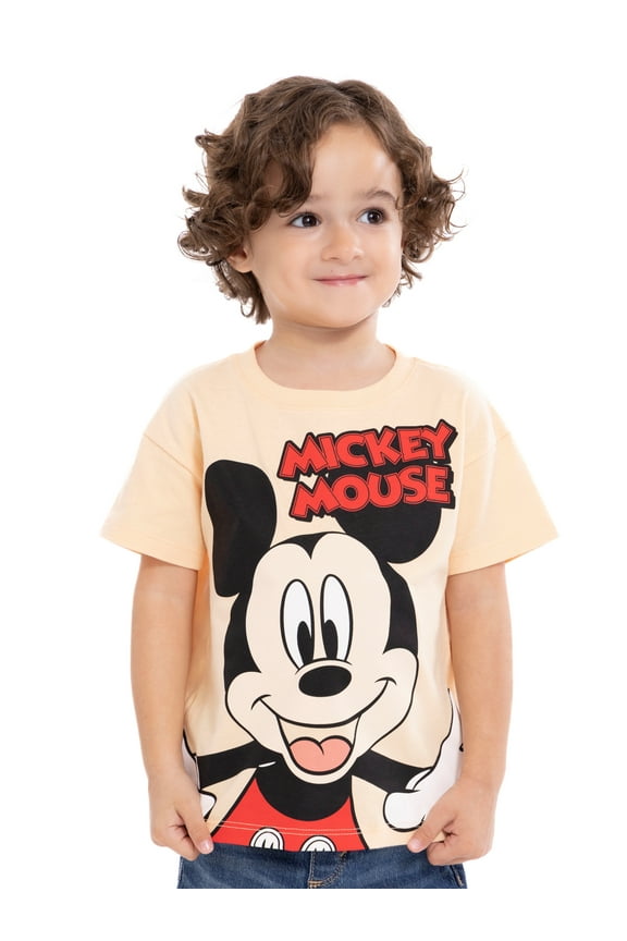 Mickey Mouse Toddler Boys or Girls Crewneck Tee with Short Sleeves, Sizes 12M-5T