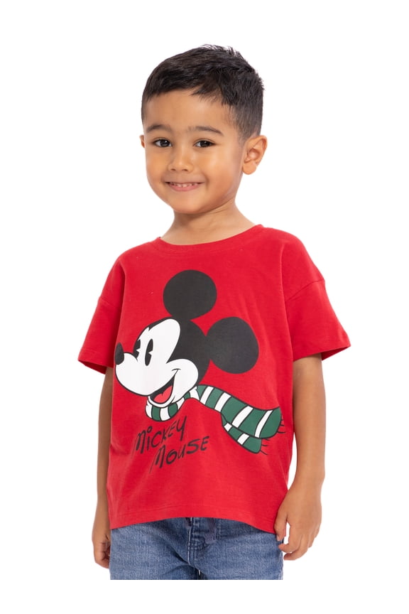 Holiday Mickey Mouse Toddler Boys Graphic Tee with Short Sleeves, Sizes 12M-5T