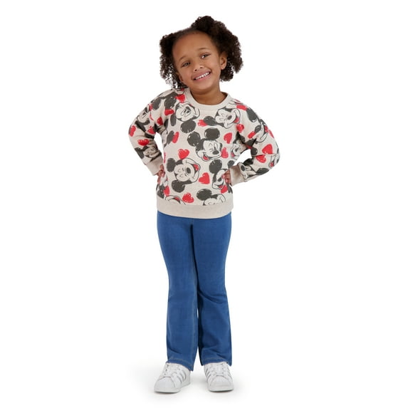 Mickey Mouse Toddler Unisex Heart Print Fleece Sweatshirt, Sizes 12M-5T