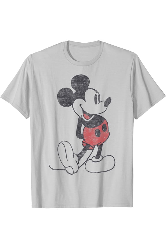 Mickey Mouse Vintage Portrait DTG Print Unisex T-Shirt,Ice Grey Color,Size 4XL
