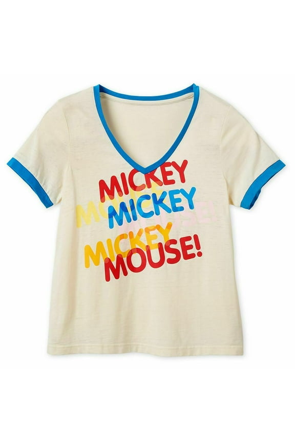 Mickey Mouse Vintage Ringer Womens T Shirt Tee Size XS