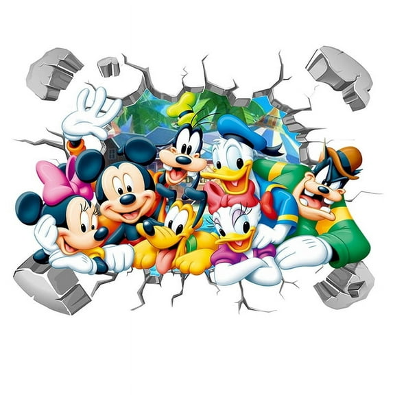 Mickey Minnie Wall Sticker  3D wall sticker Children wall sticker Cartoon character wall sticker Cartoon background Wall decoration Birthday gift Children bedroom decoration 60*40CM