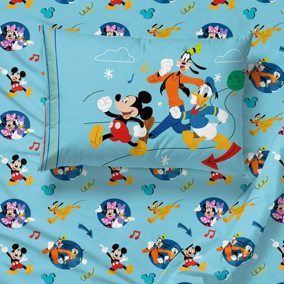 Mickey Mouse Welcome To Our Clubhouse 4 Piece Full Size Bed Sheet Set