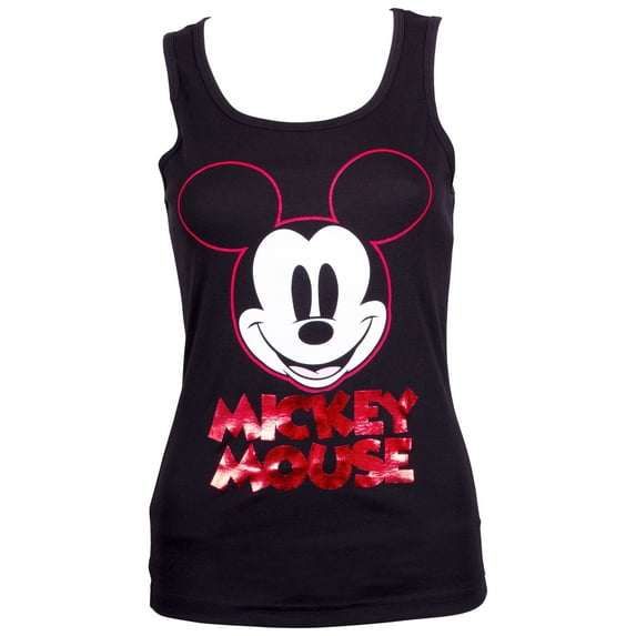 Mickey Mouse Women's Black Red Foil Tank Top-Medium