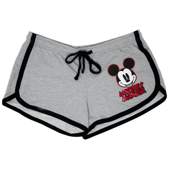 Mickey Mouse Women's Grey Red Foil Shorts-Small