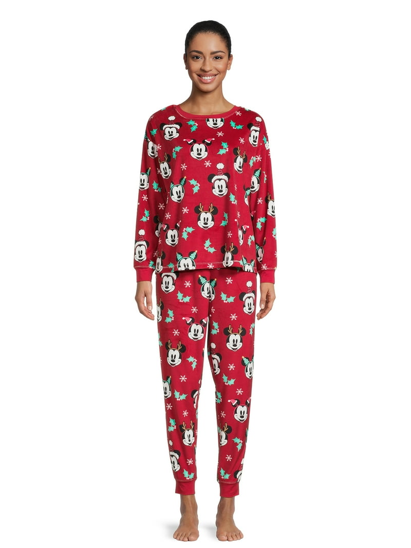 Disney Mickey Mouse Women's Christmas Pajama Set, 2-Piece, Sizes S