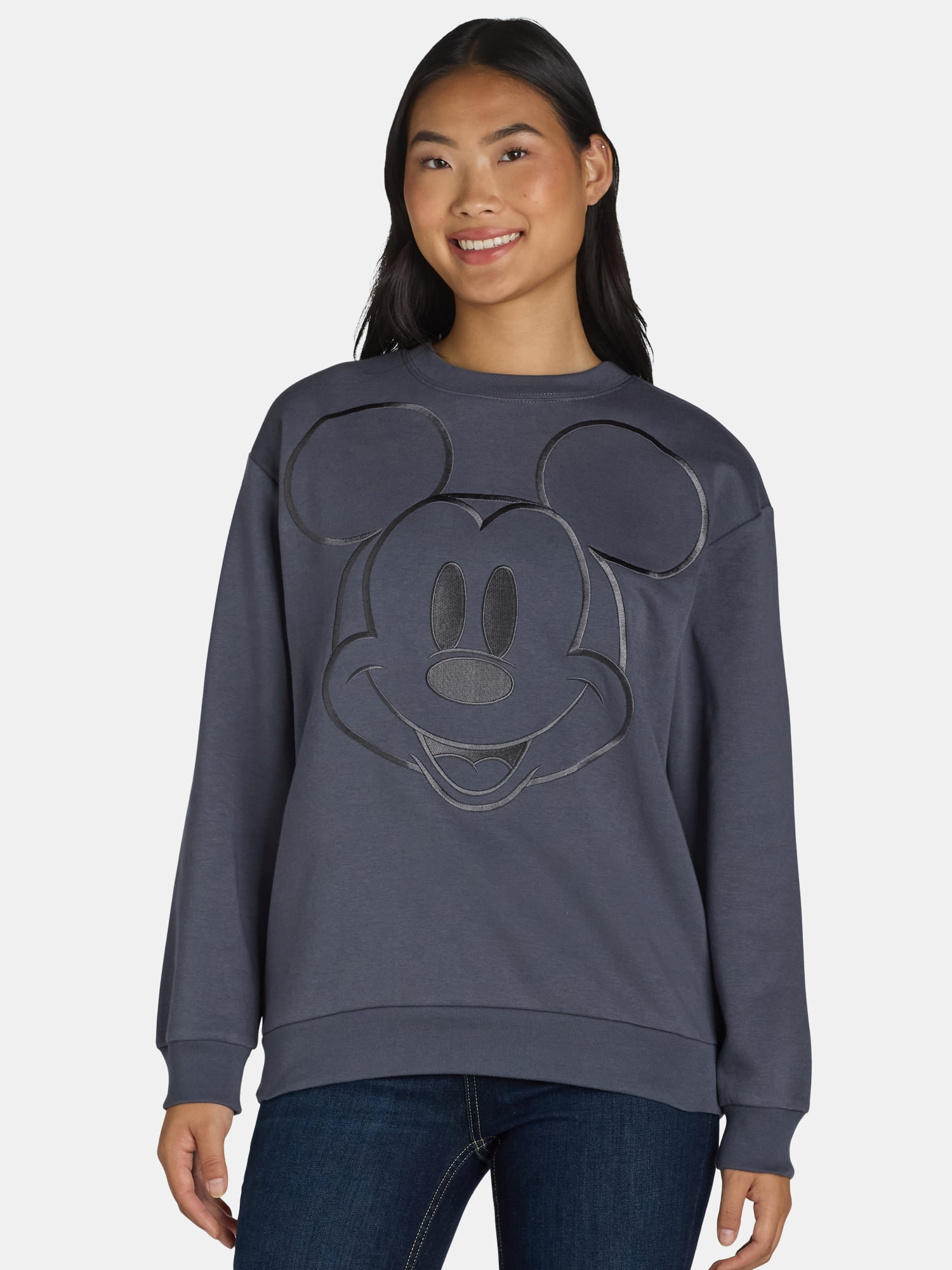 Mickey Mouse Women's Embroidered Graphic Sweatshirt, Sizes XXS-XXL