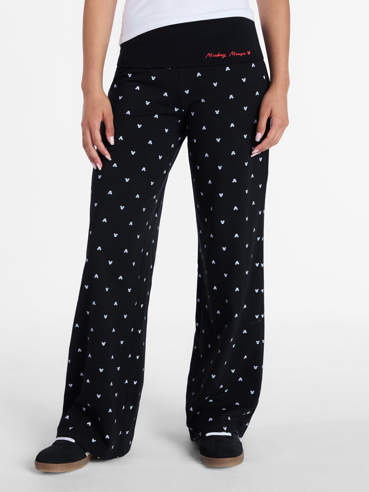 Mickey Mouse Women’s Wide Leg Foldover Pants, Sizes XXS-XXL