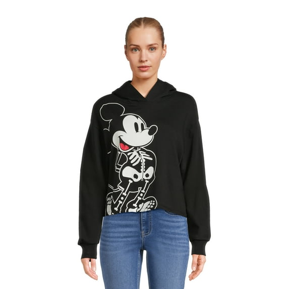 Mickey Mouse Women's Glow in the Dark Halloween Graphic Hoodie with Long Sleeves, Sizes XS-XXXL