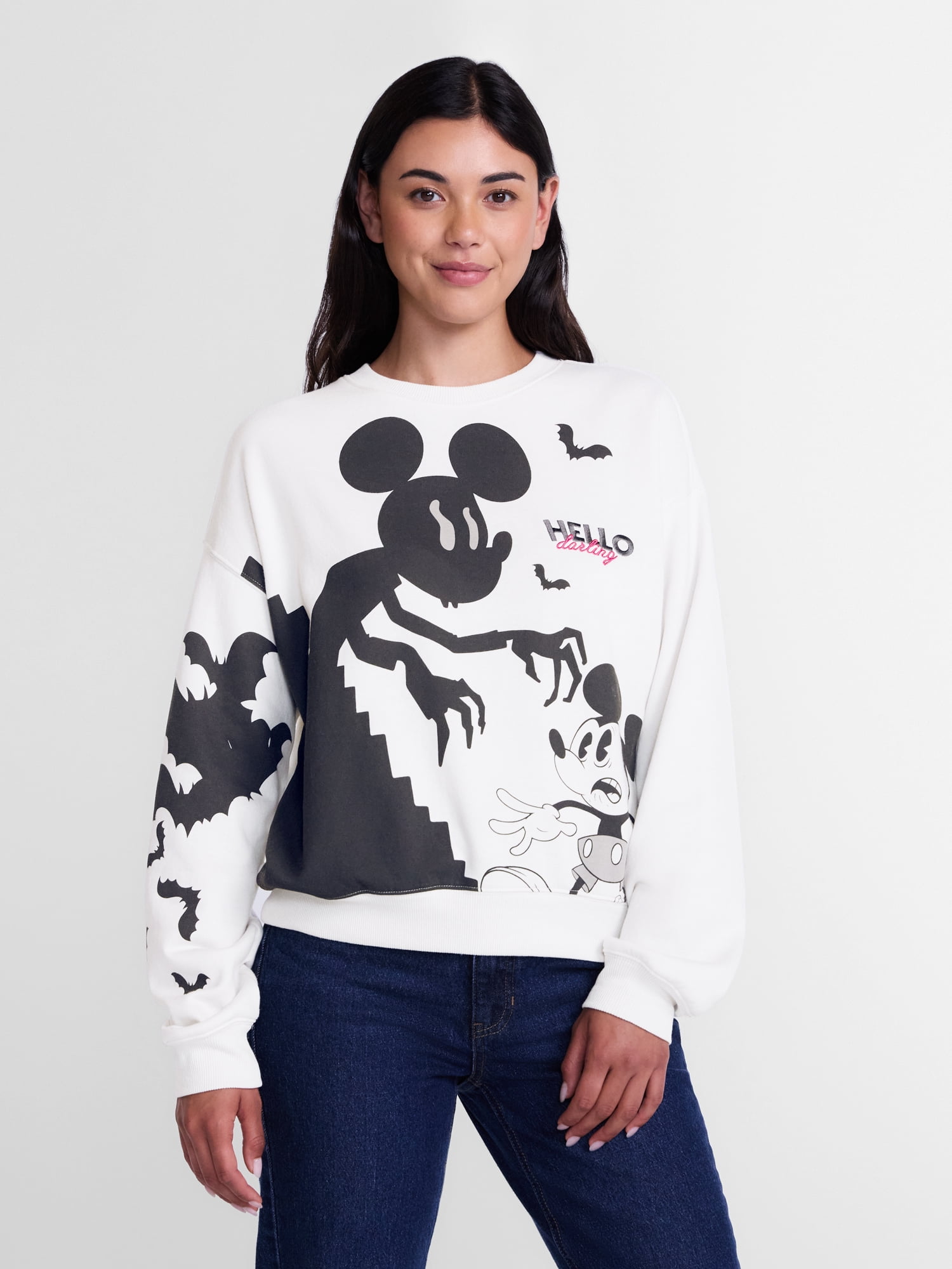 Disney Mickey Mouse Women's Halloween Graphic Sweatshirt with Long Sleeves, Sizes XXS-XXL