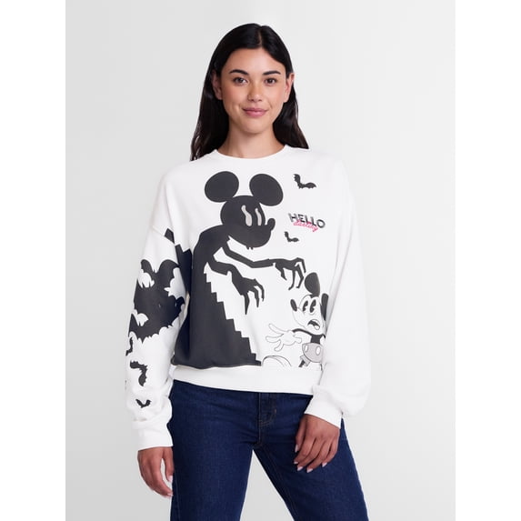 Disney Mickey Mouse Women's Halloween Graphic Sweatshirt with Long Sleeves, Sizes XXS-XXL