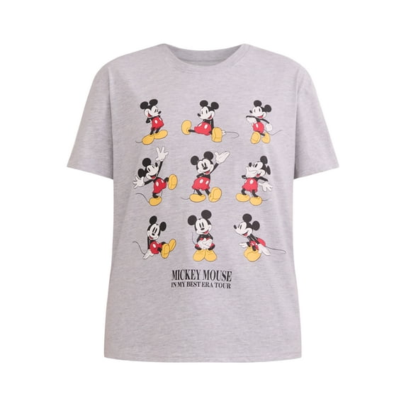 Mickey Mouse Women's Graphic Tee with Short Sleeves, Sizes XXS-XXL