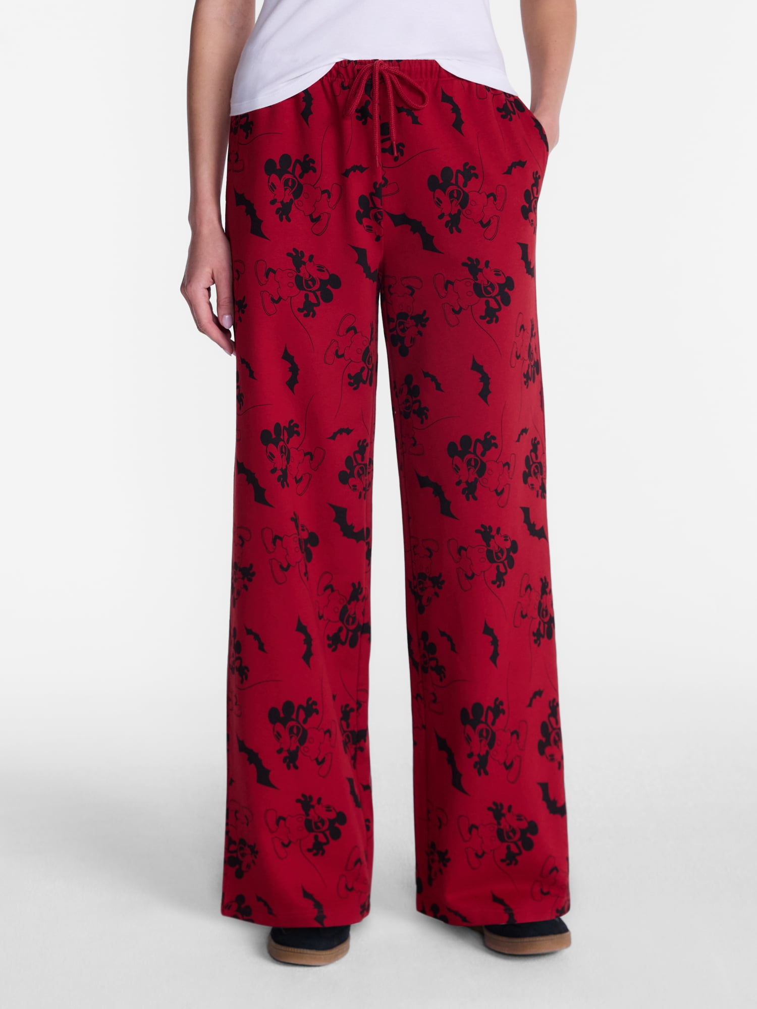 Disney Mickey Mouse Women's Halloween Fleece Wide Leg Jogger Pants, Sizes XXS-XXL