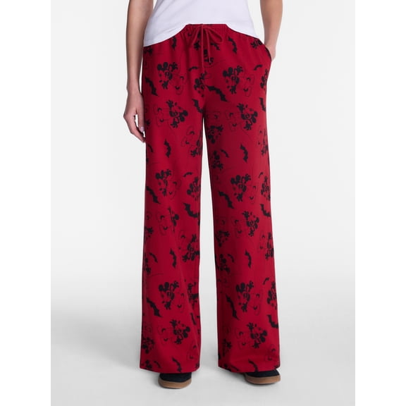 Disney Mickey Mouse Women's Halloween Fleece Wide Leg Jogger Pants, Sizes XXS-XXL