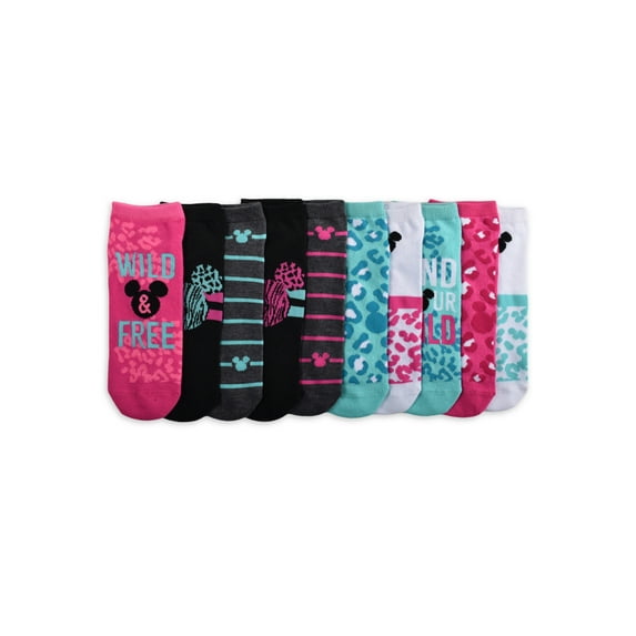 Mickey Mouse Women's Low-Cut Socks, 10-Pack, Shoe Sizes 4-10