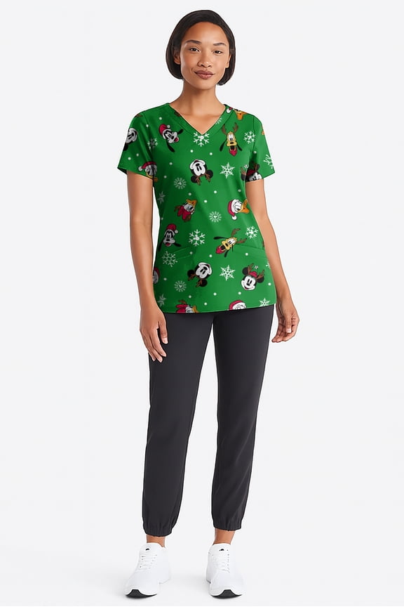 Mickey Mouse Women's Scrub Top, Sizes S-3XL