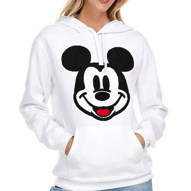 Mickey Mouse Women s Textured Pullover Hoodie White Large