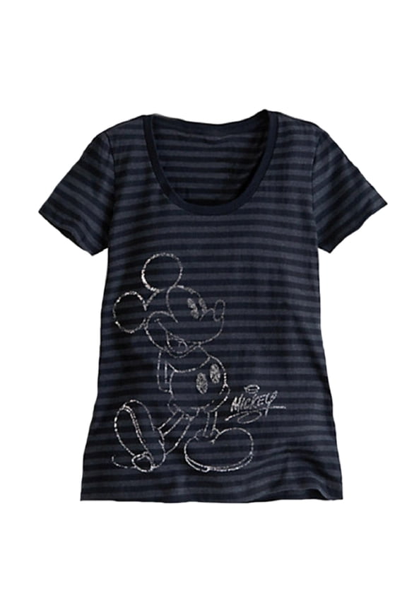 Womens Black/Gray Striped T-Shirt (XS)