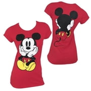 Mickey Mouse Womens Red Front & Back T-Shirt - Medium