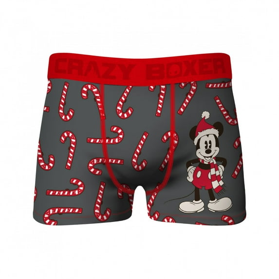 Mickey Mouse and Candy Canes Men's Underwear Boxer Briefs-Medium (32-34)