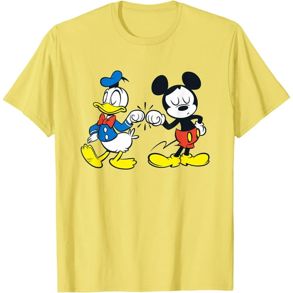 Mickey Mouse and Donald Duck Best Friends DTG Print Unisex T-Shirt,Cornsilk Color,Size M