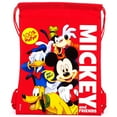 thumbnail image 1 of Mickey Mouse and Friends " 100% Happy " Character Licensed Red Drawstring Bag, 1 of 1