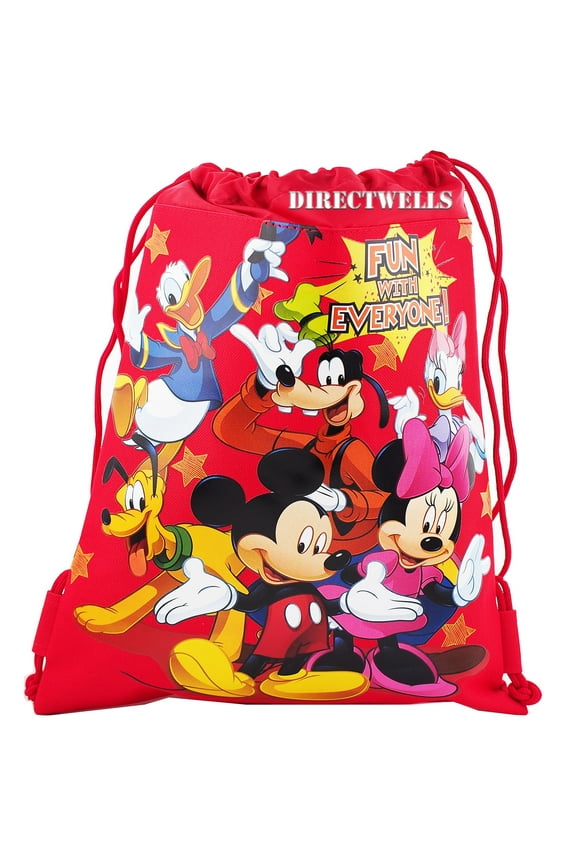 Mickey Mouse and Friends Character Licensed Red Drawstring Bag