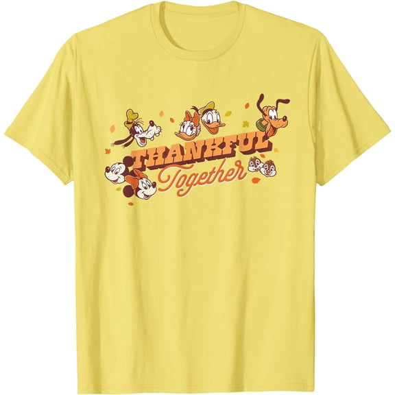 Mickey Mouse and Friends Fall Thankful Together DTG Print Unisex T-Shirt