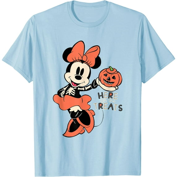 Mickey Mouse and Friends Halloween Pumpkin DTG Print Unisex T-Shirt,Light Blue Color,Size 5-6T