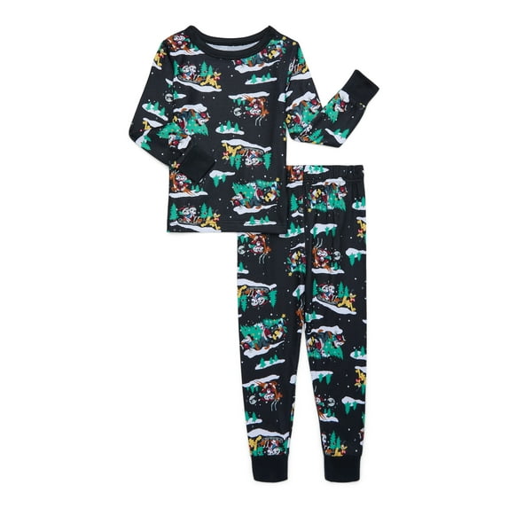 Mickey Mouse and Friends Toddler Boys and Toddler Girls Holiday Pajamas Set, 2-Piece, Sizes 12M-5T